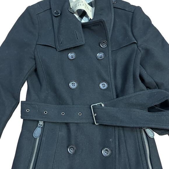 Burberry Brit Double Breasted Belted Virgin Wool Trench Coat - Picture 3 of 13